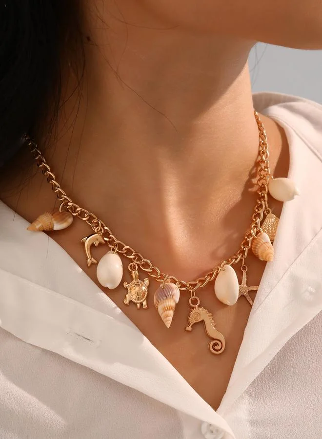 Take Two  Gold Charm Necklace with Seashell Pendants for Women | Best Price UAE